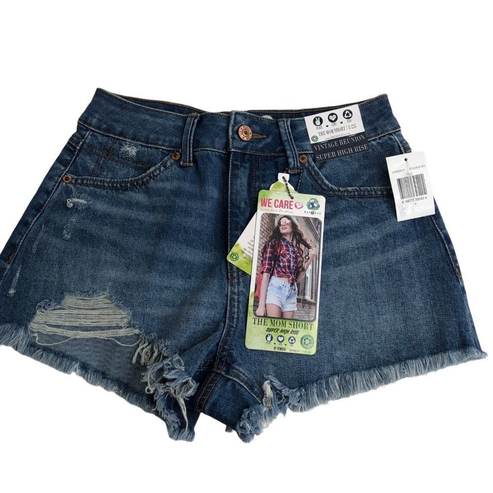 REWASH SUPER HIGH RISE MOM‎ SHORT VINTAGE REUNION SZ 1/25 NWT